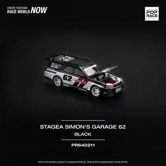 [ PREORDER ] POPRACE - 1/64 NISSAN STAGEA SIM0N'S GARAGE #62 - BLACK Diecast model car - PR640211 - MODEL CARS UKMODEL CAR#INNO64##TARMAC##diecast_model#
